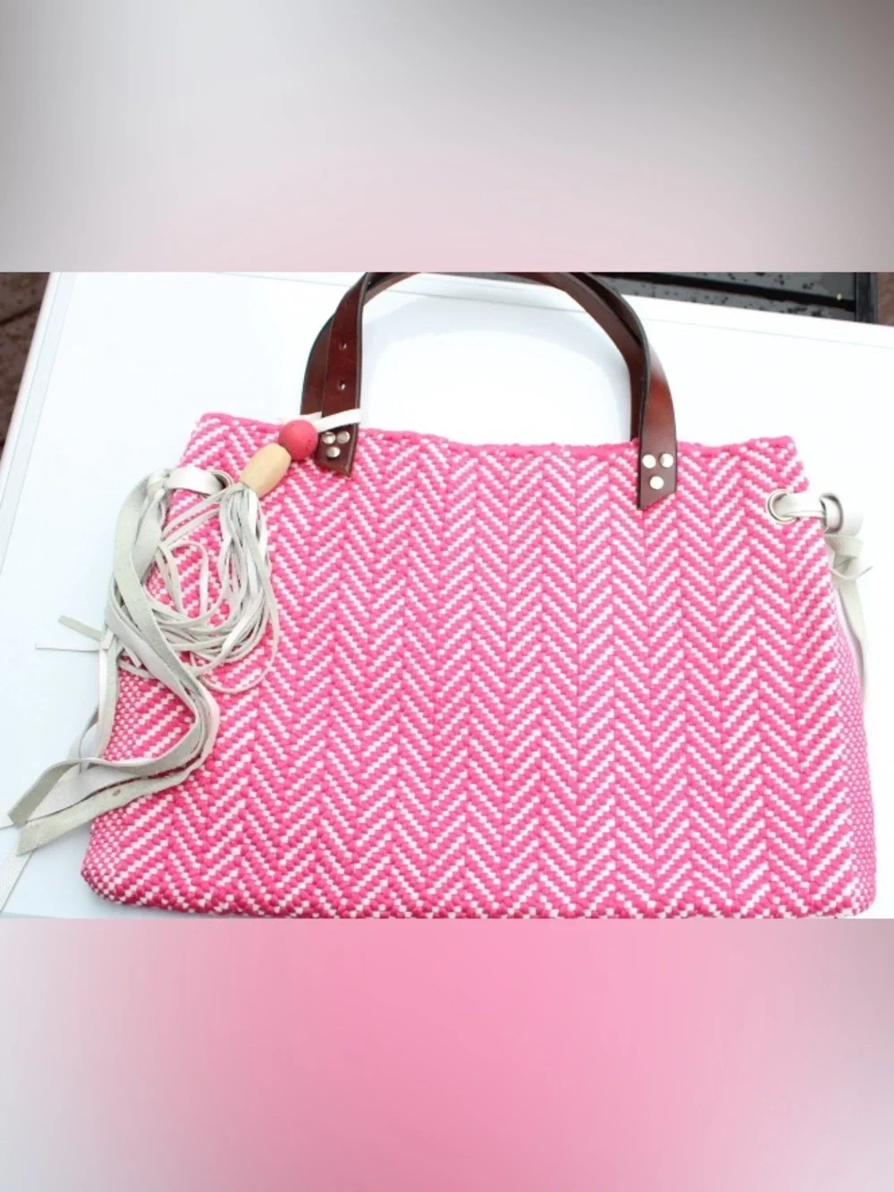 Handmade woven tote bag